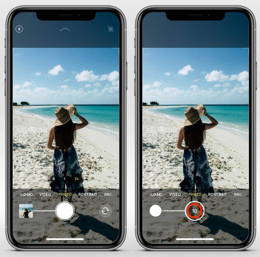 Kéo nút màn trập sang trái để kích hoạt Burst Mode trên iPhone để chụp ảnh